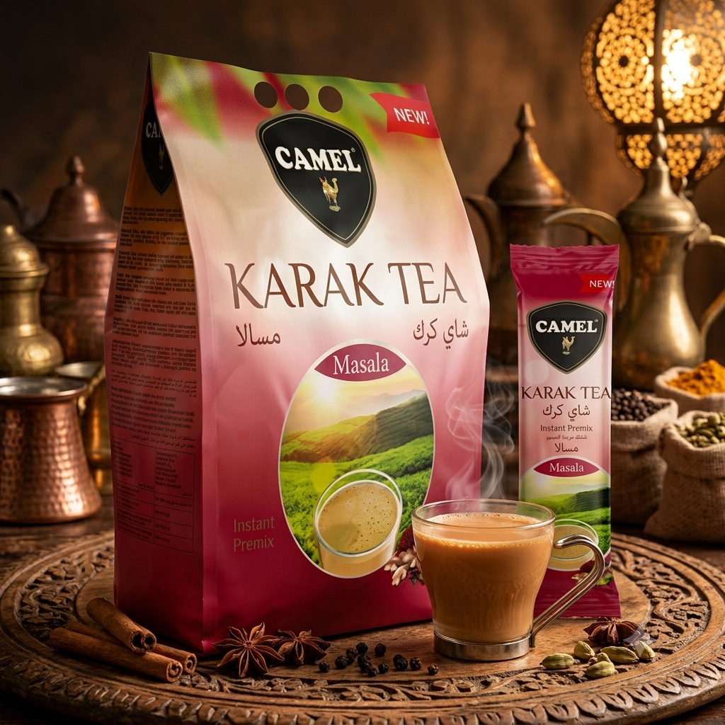 چای کرک اصلی کمل camel نیم کیلویی | Orginal Karak | با طعم ماسالا | حاوی 25 ساشه 20 گرمی