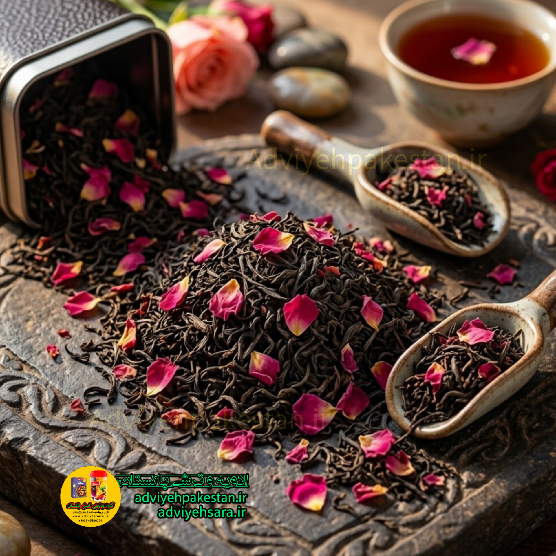 چای مراکشی اصل اکبر با طعم توت فرنگی یک کیلوئی | شاه چای مراکشی