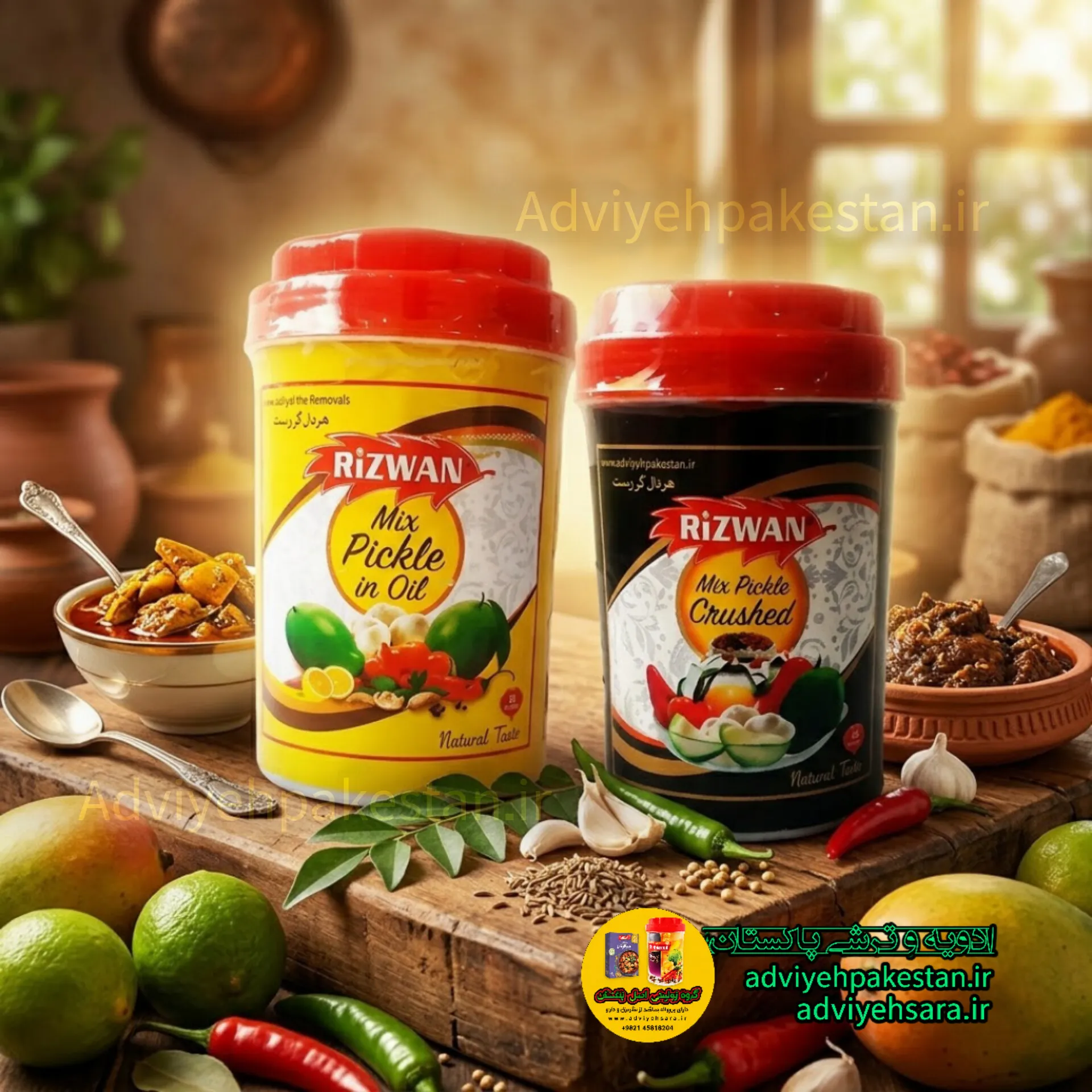 ترشی انبه محلی پاکستانی با روغن زیتون ( پک دو عددی ترشی رضوان) ۸۰۰ گرم