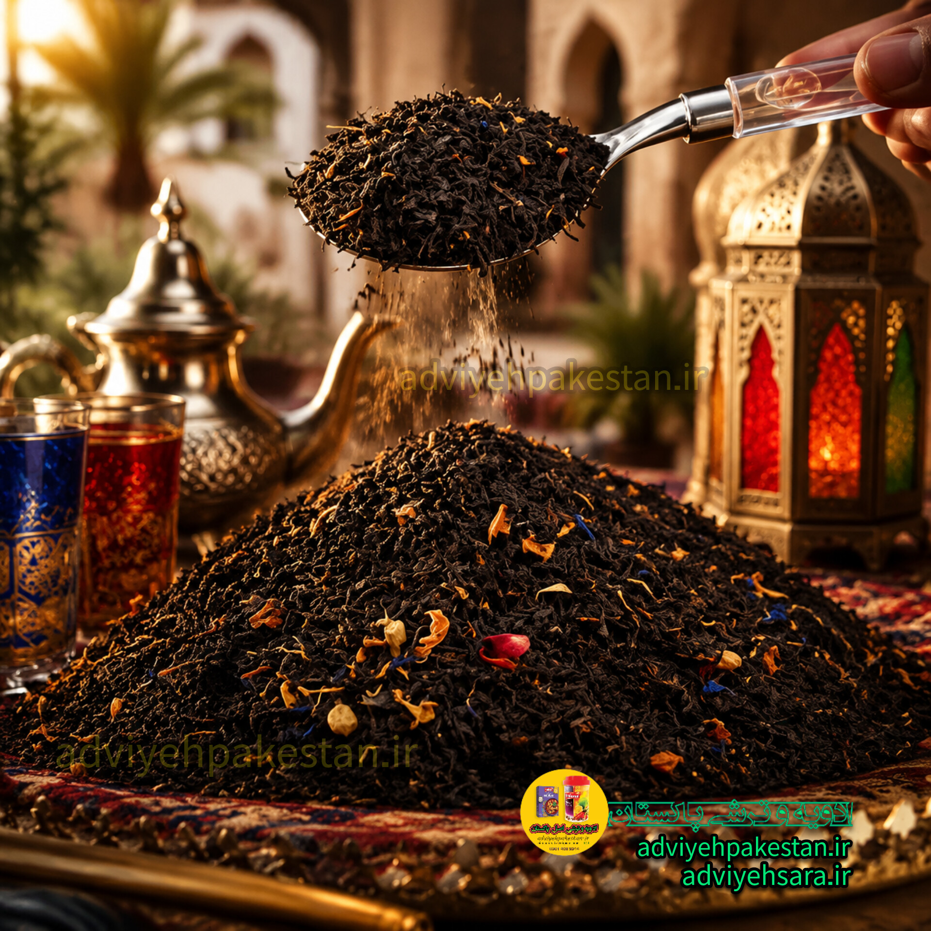 چای مراکشی اصل اکبر با عطر و طعم میوه های استوایی 200 گرمی | شاه چای مراکشی